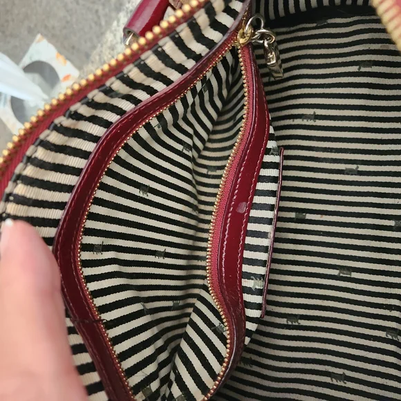 L.A.M.B. Tan and Burgundy Tote Bag - Picture 5 of 9